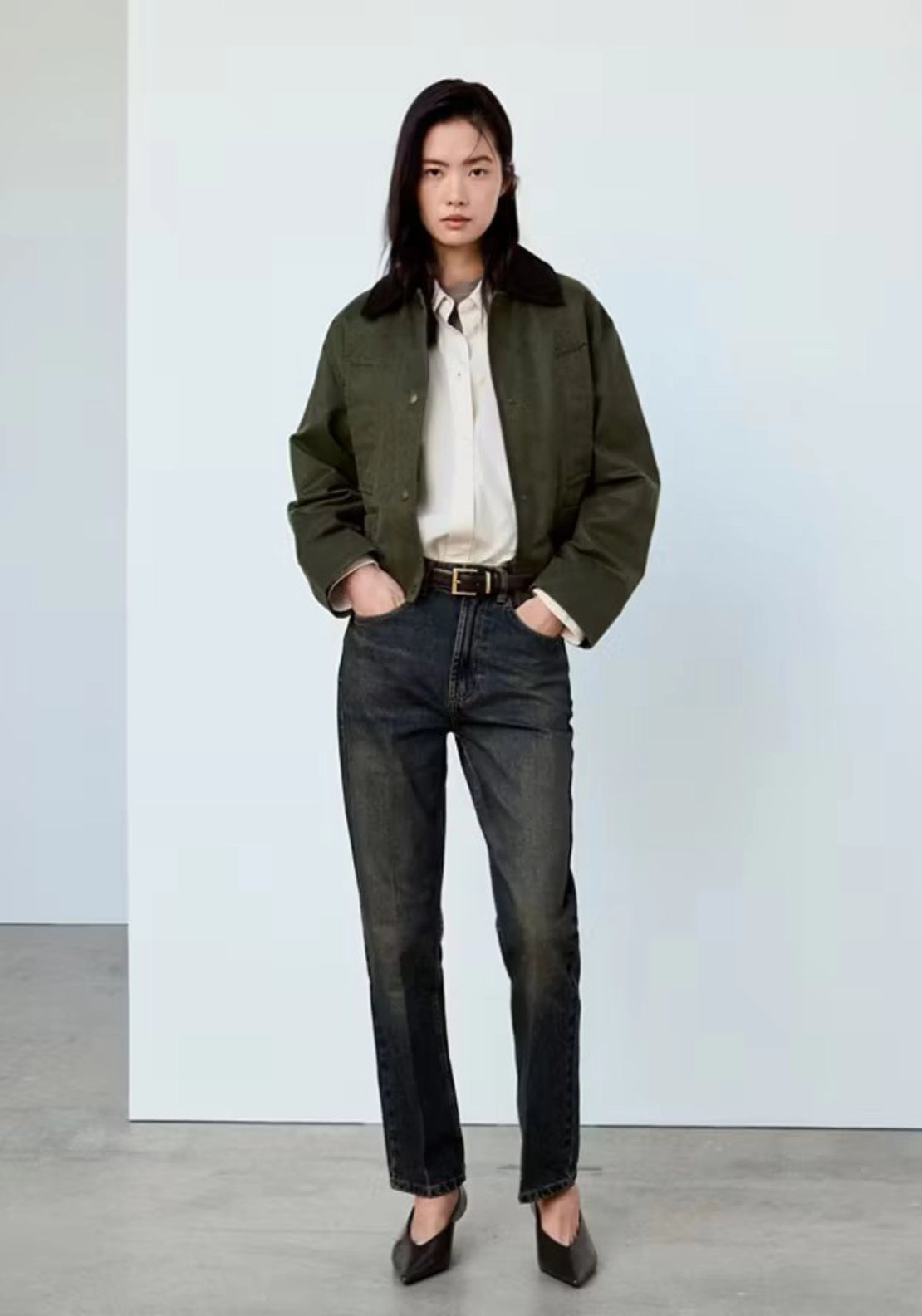 Corduroy Collar Jacket - Brown