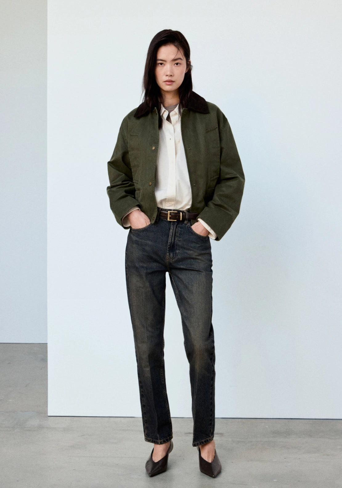 Corduroy Collar Jacket - Green