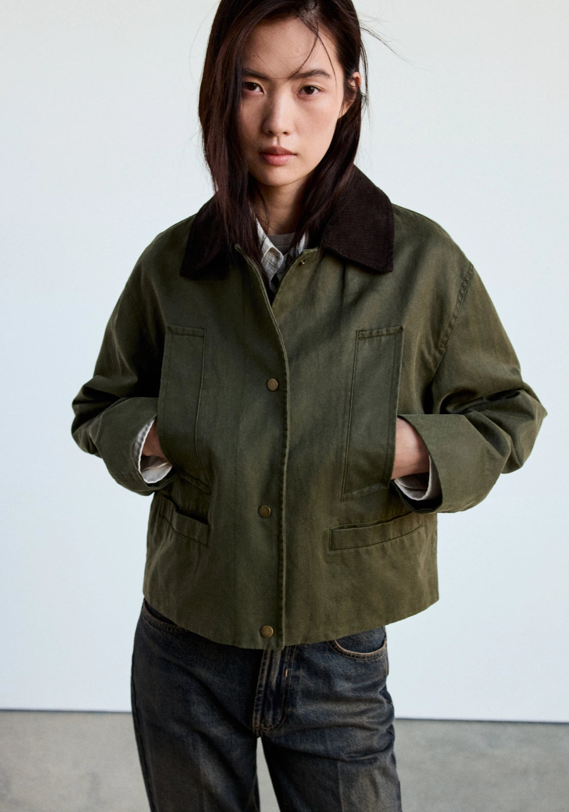 Corduroy Collar Jacket - Green