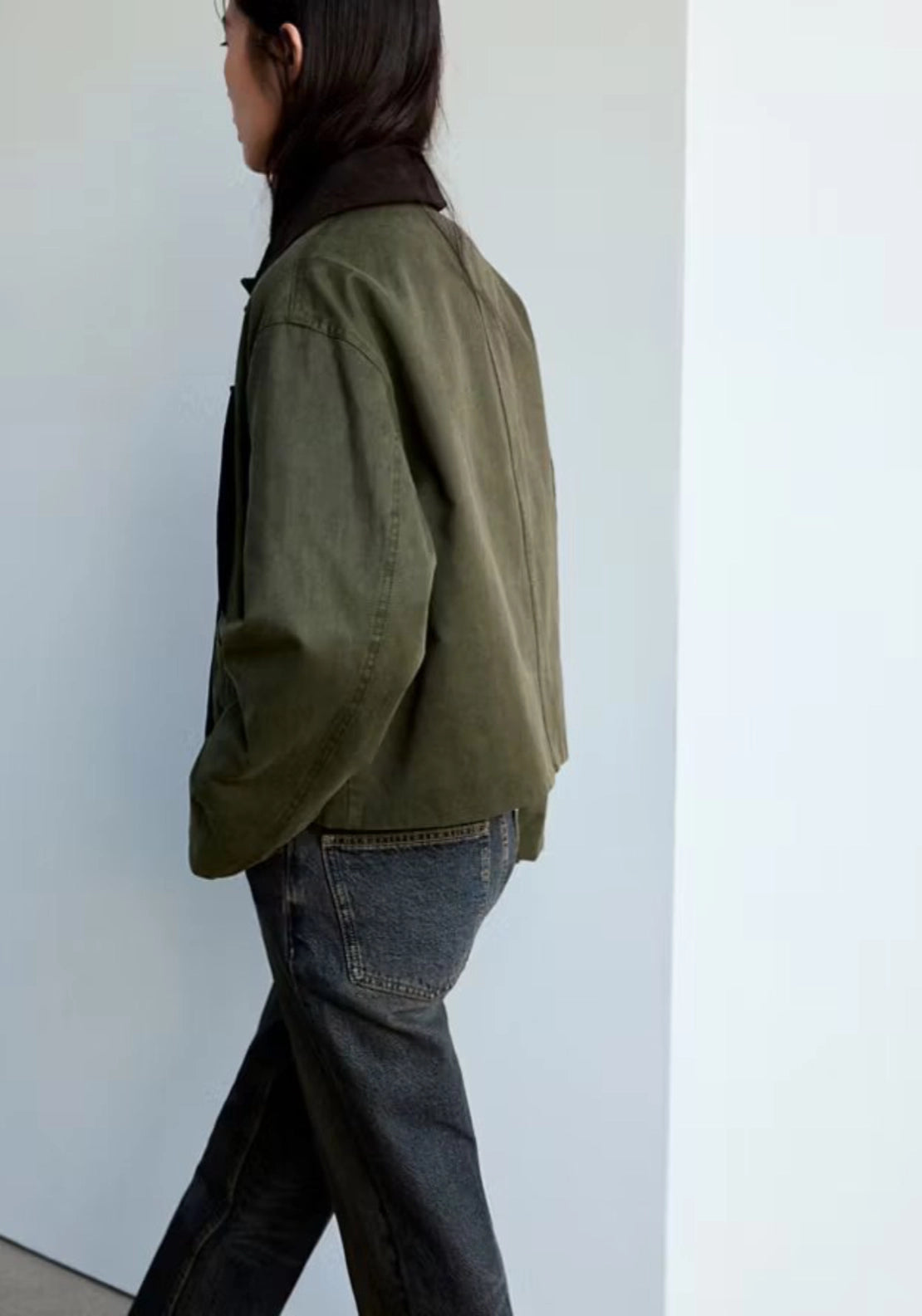 Corduroy Collar Jacket - Brown