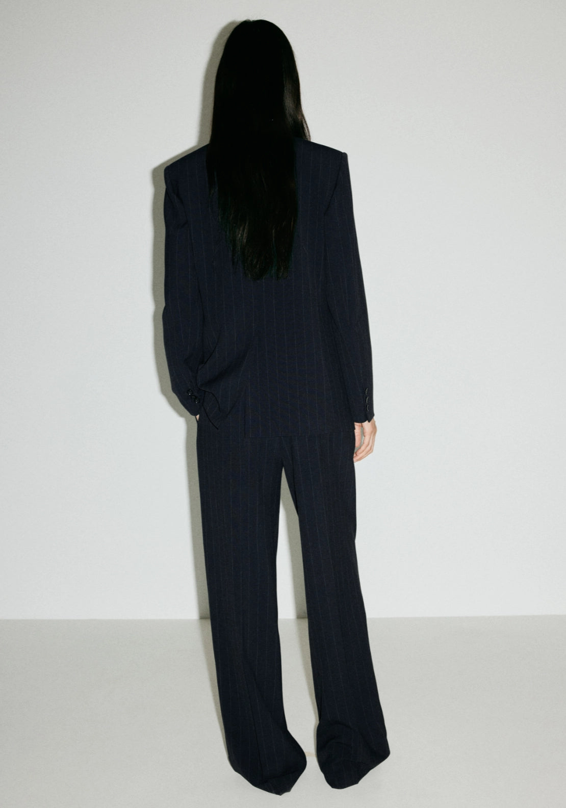Pinstripe Pleated Trousers - Blue