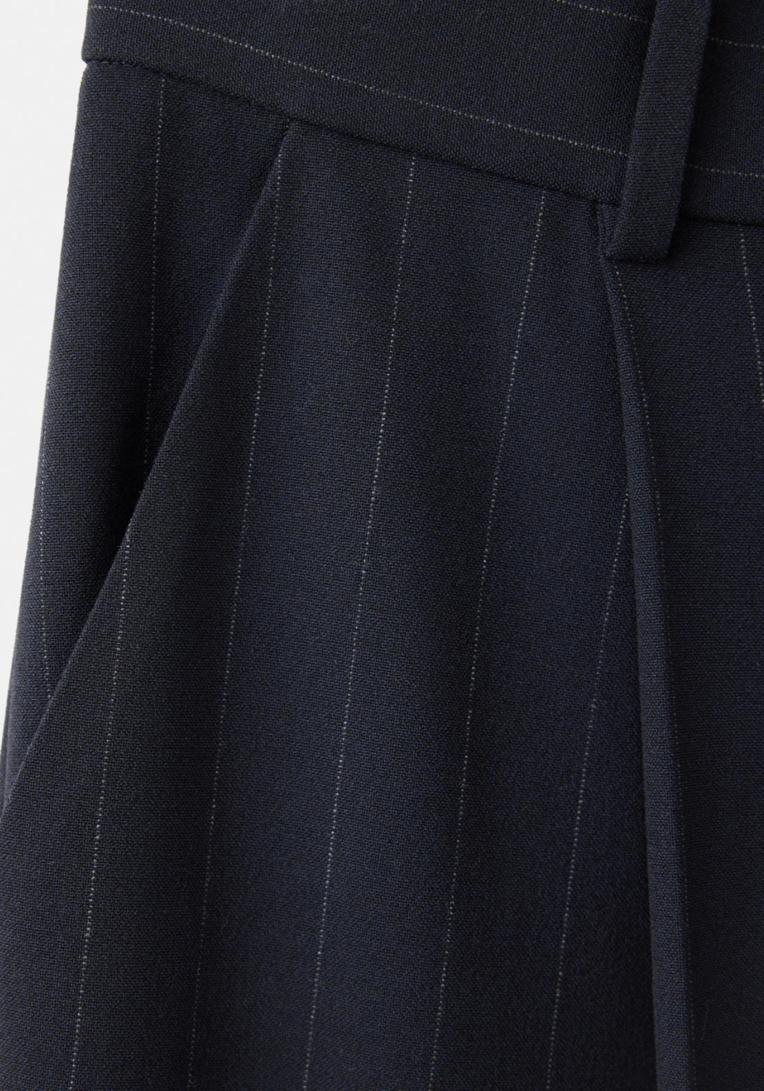 Pinstripe Pleated Trousers - Blue