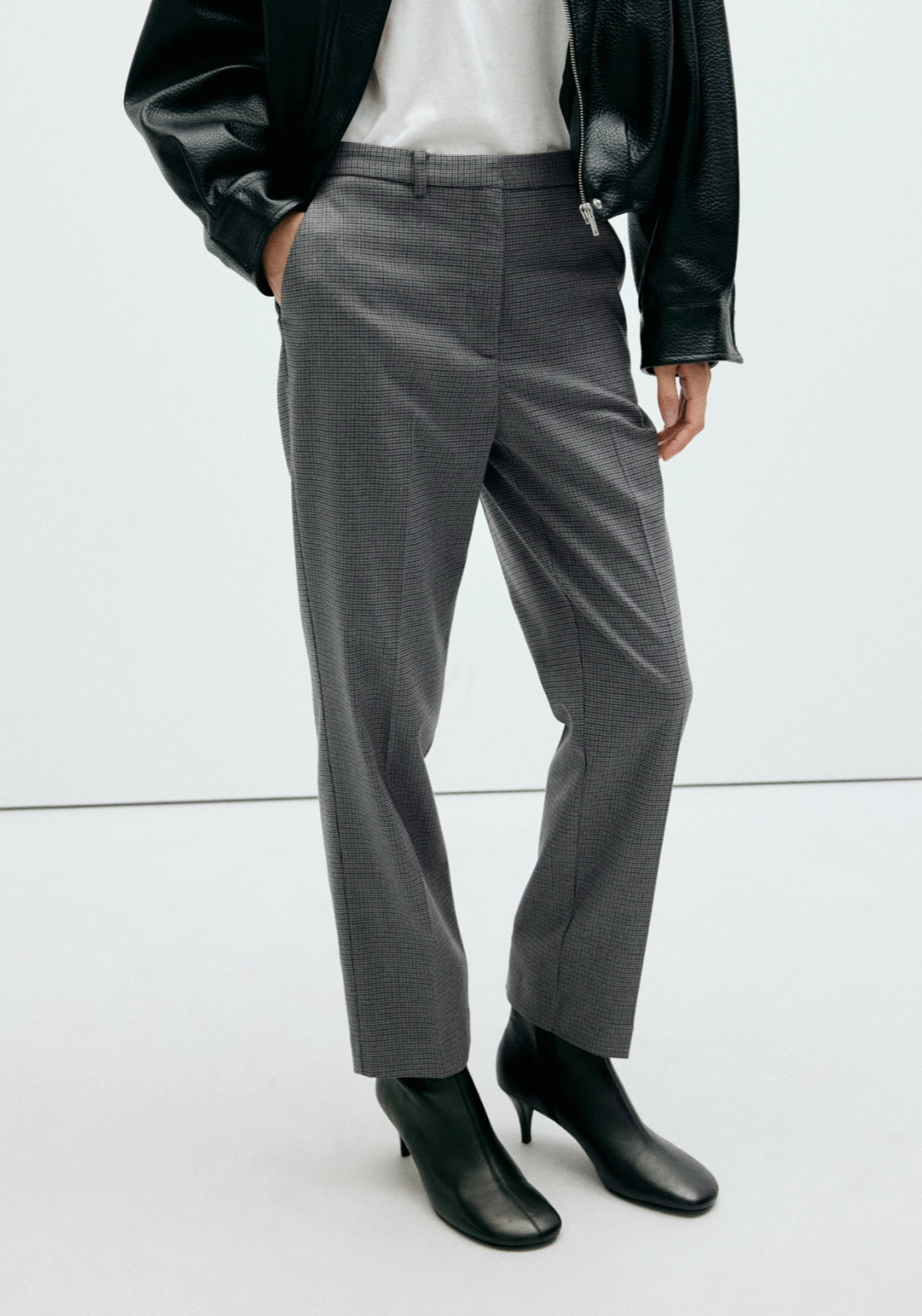 Chalk Stripe Straight Trousers - Blue