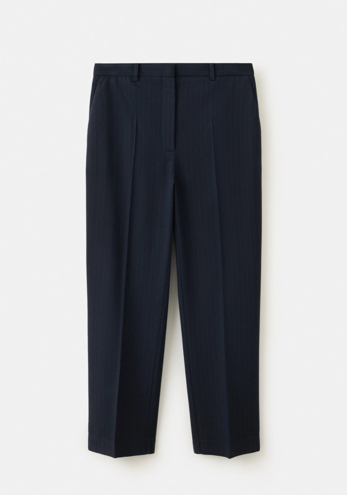 Chalk Stripe Straight Trousers - Blue