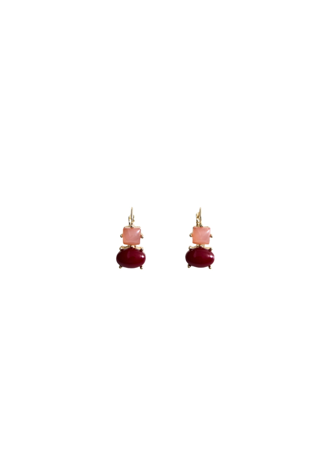 Stone Pendant Earrings - Gold