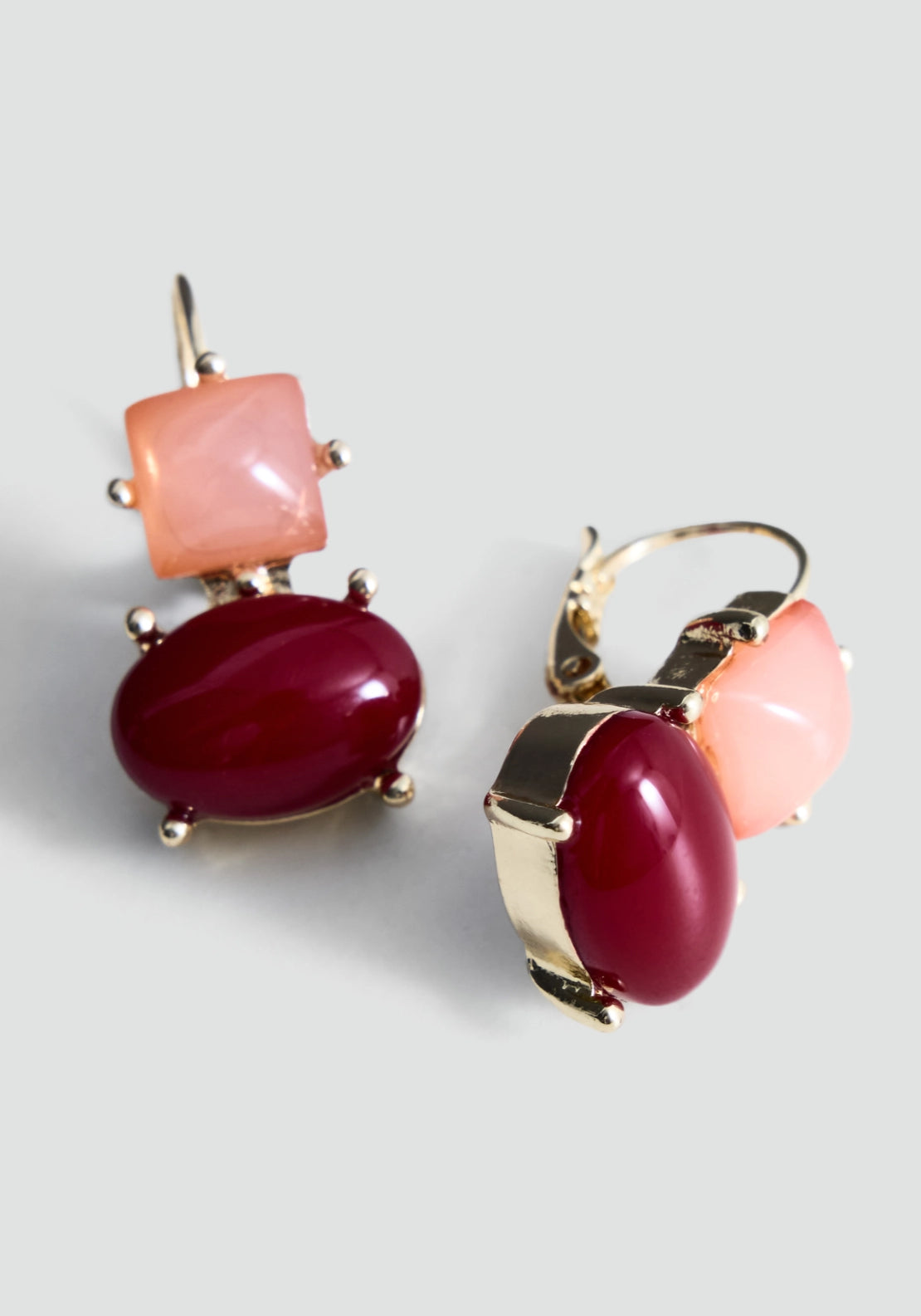 Stone Pendant Earrings - Gold