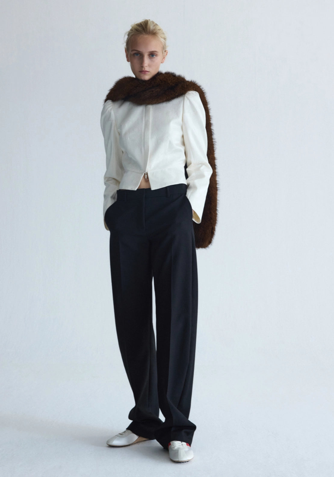 Plush Faux Fur Scarf - Brown
