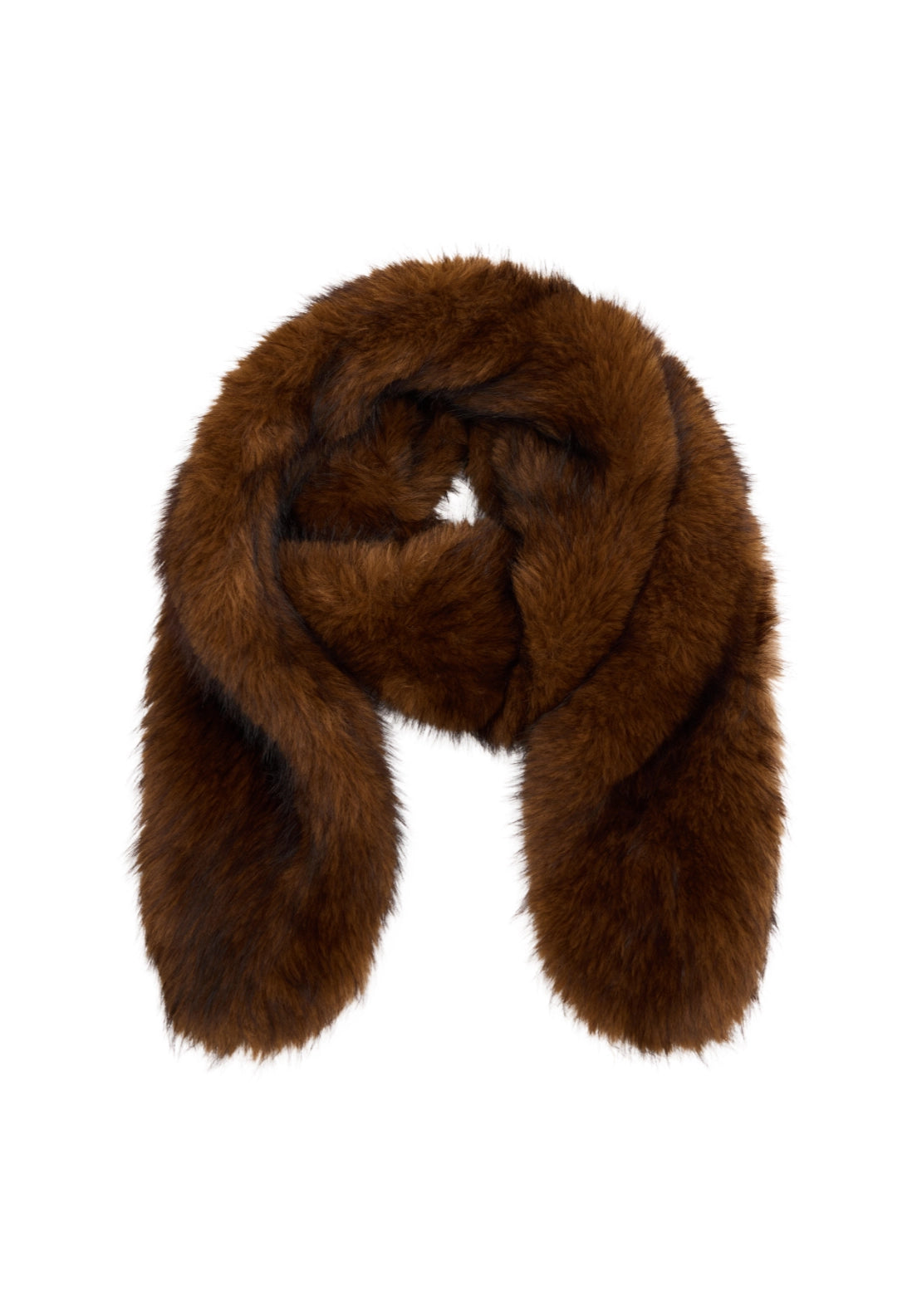 Plush Faux Fur Scarf - Brown