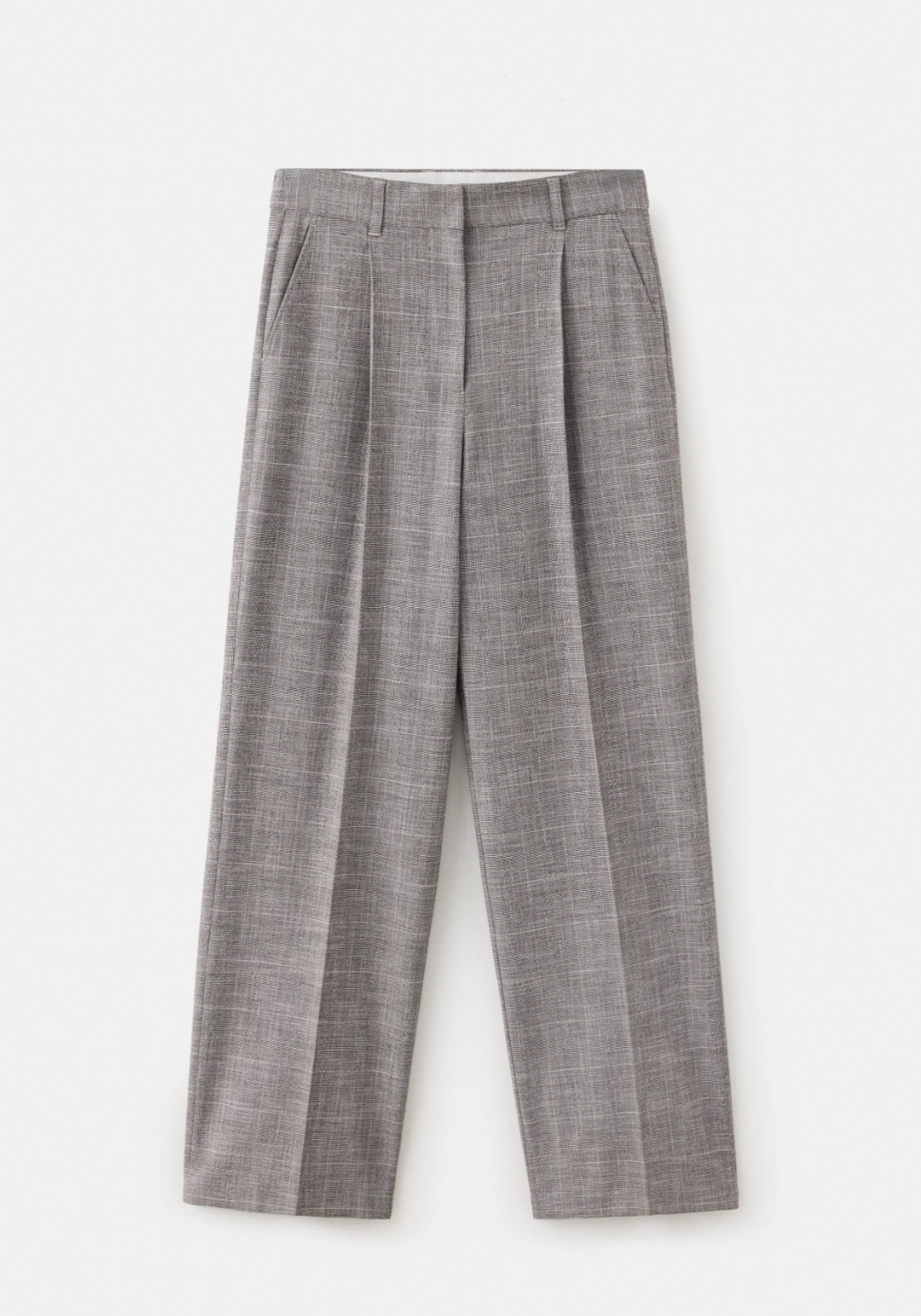 Micro Check Print Trousers - Brown
