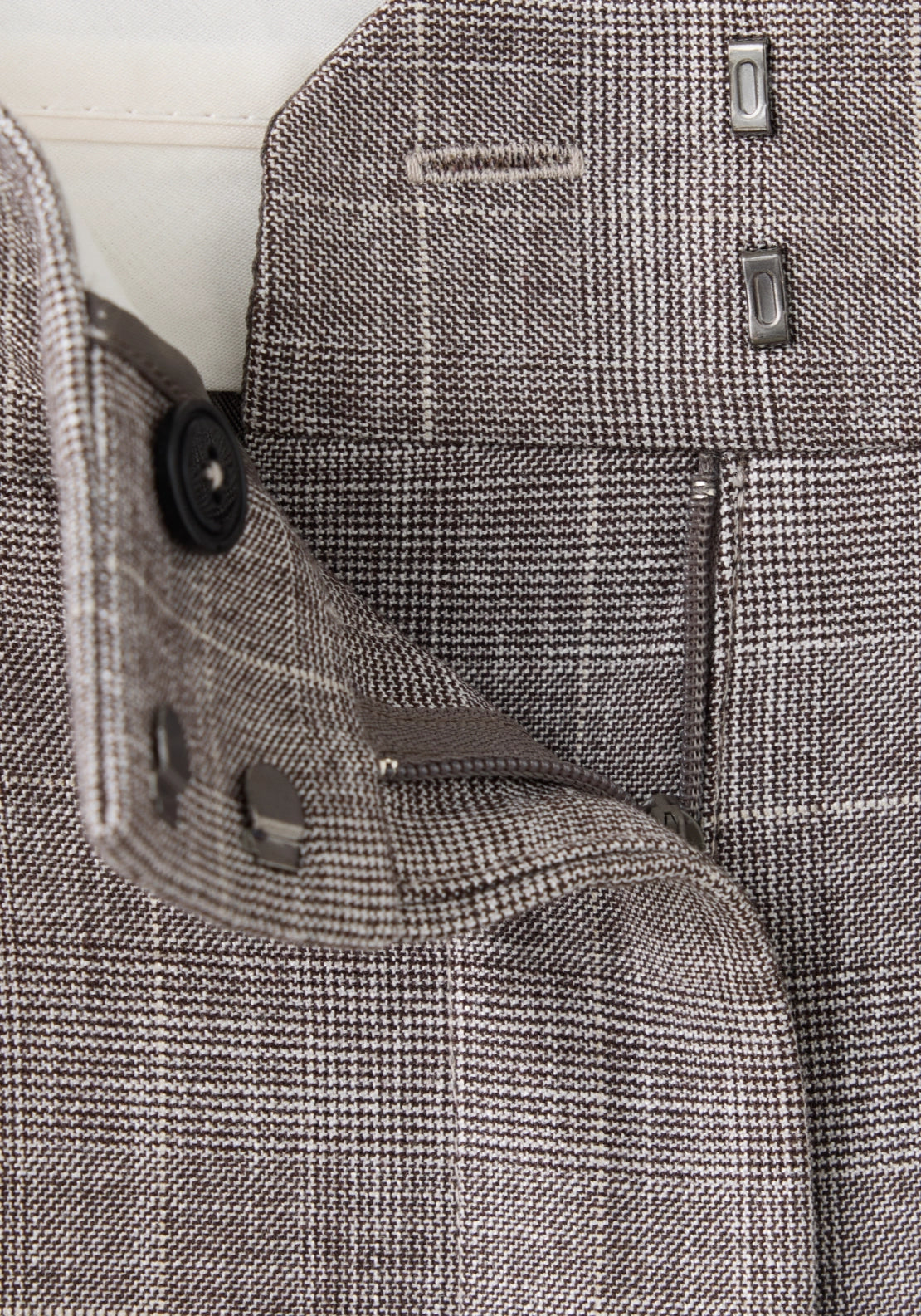 Micro Check Print Trousers - Brown
