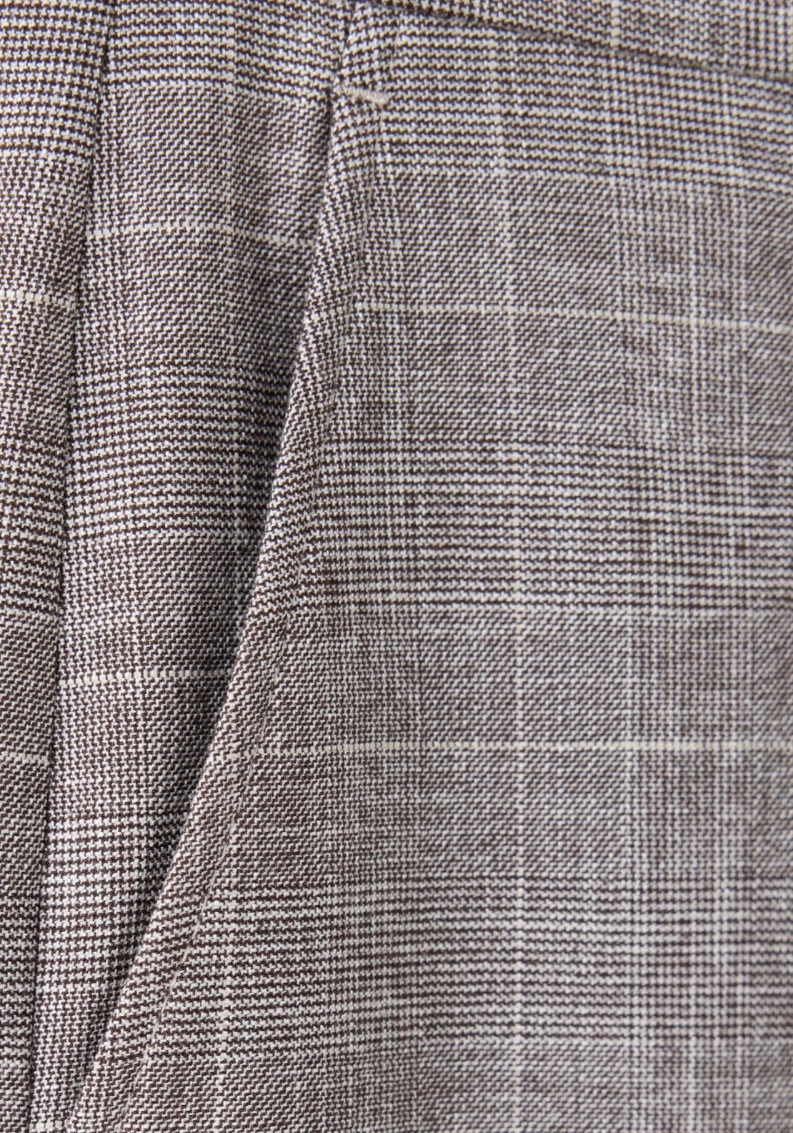 Micro Check Print Trousers - Brown
