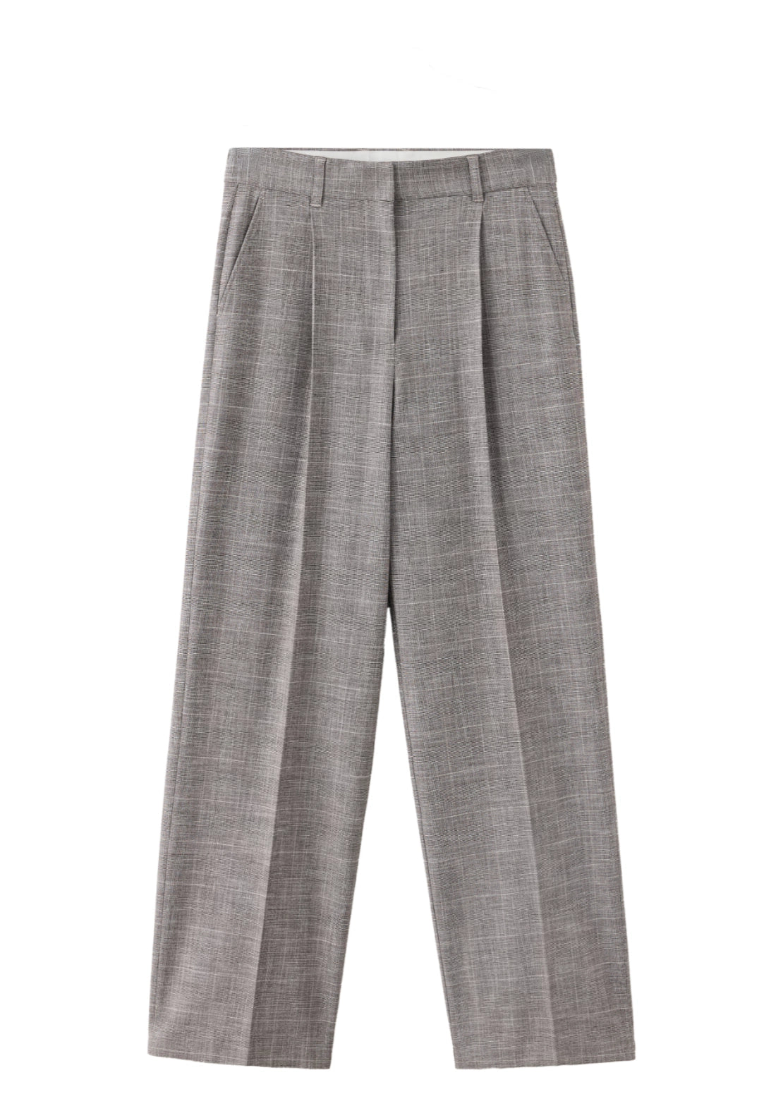Micro Check Print Trousers - Brown