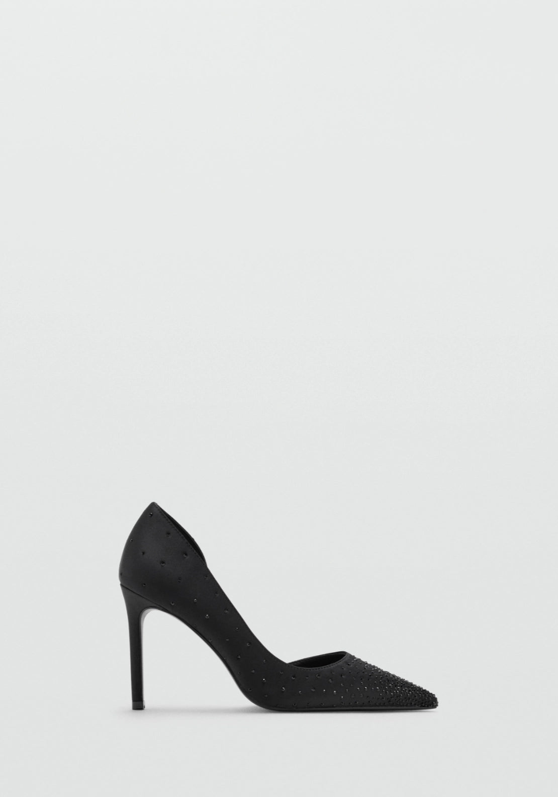 Stiletto Heel Shoe With Rhinestones - Black