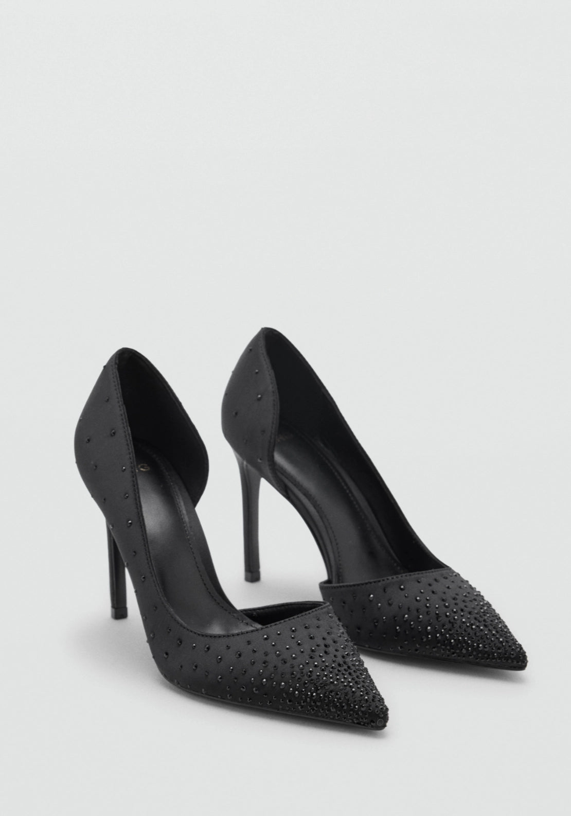 Stiletto Heel Shoe With Rhinestones - Black