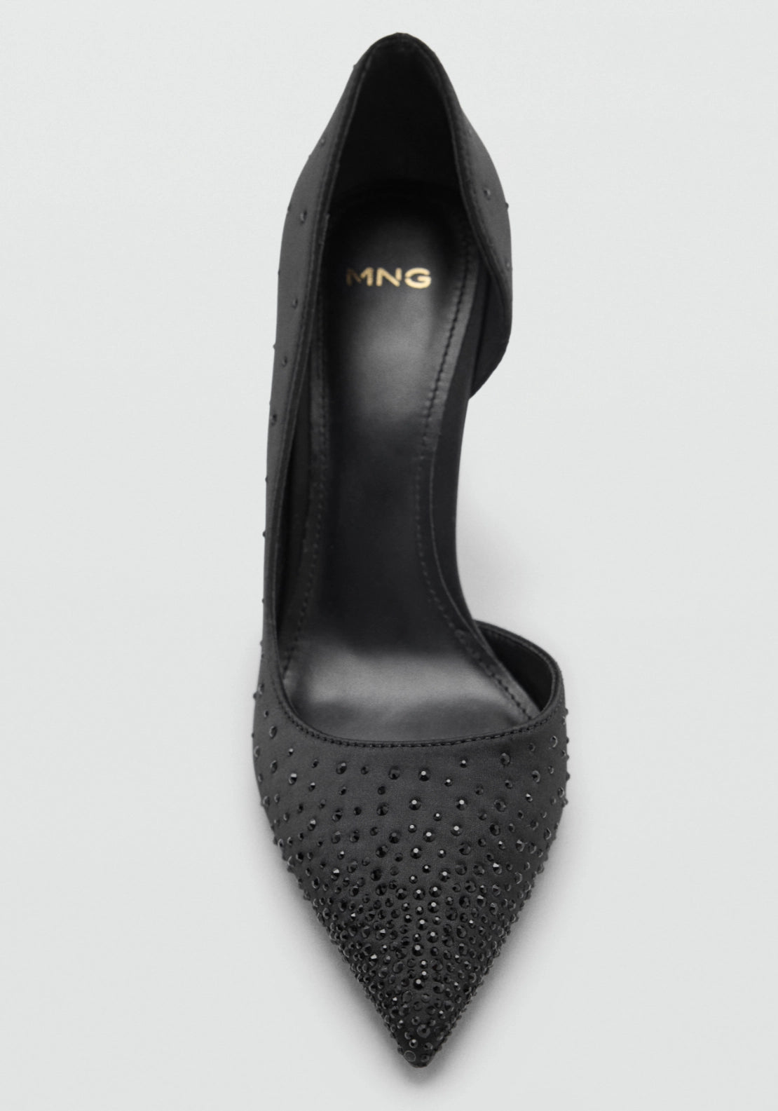 Stiletto Heel Shoe With Rhinestones - Black
