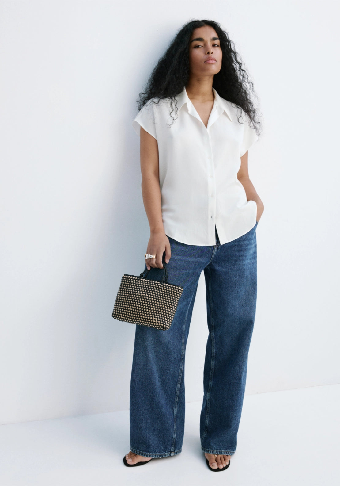 Short Sleeve Lyocell Shirt - Cream