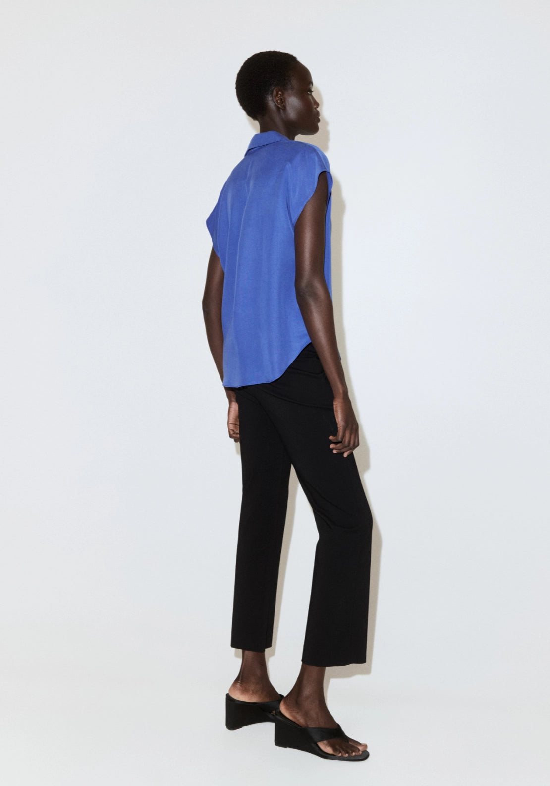 Short Sleeve Lyocell Shirt - Blue
