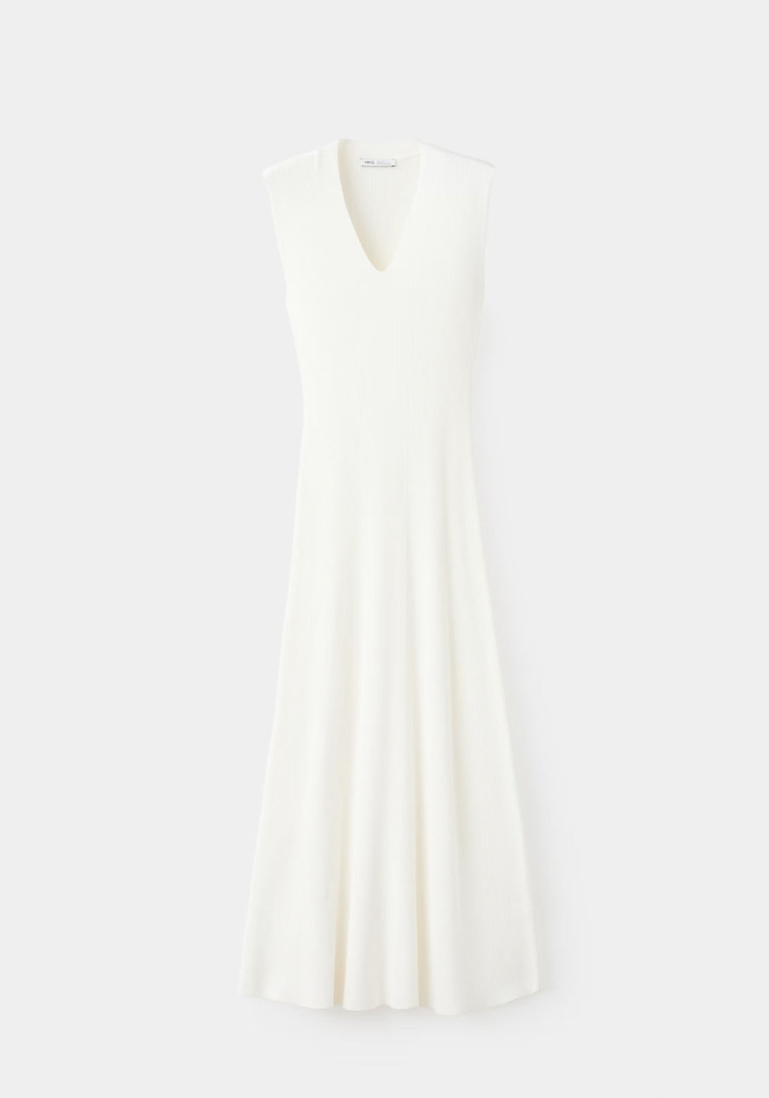 Mango V-Neck Knitted Dress - White 5 Shaws Department Stores