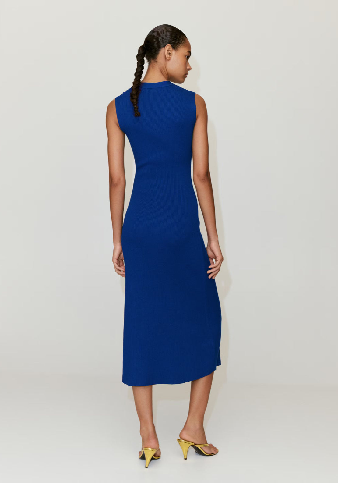 Mango V-Neck Knitted Dress - Blue 2 Shaws Department Stores