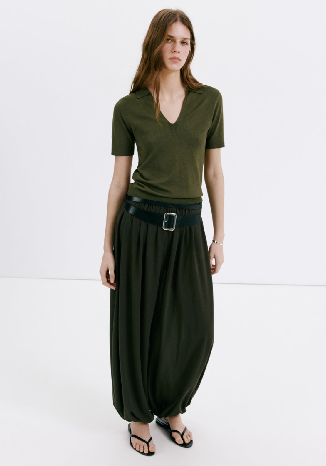 Fine-Knit Polo Shirt - Green