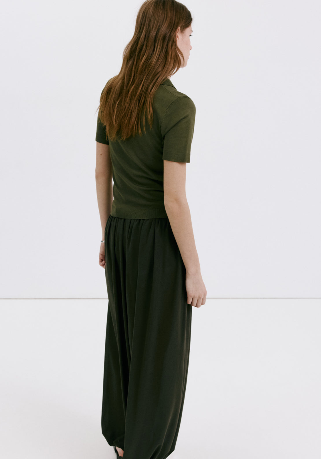 Fine-Knit Polo Shirt - Green