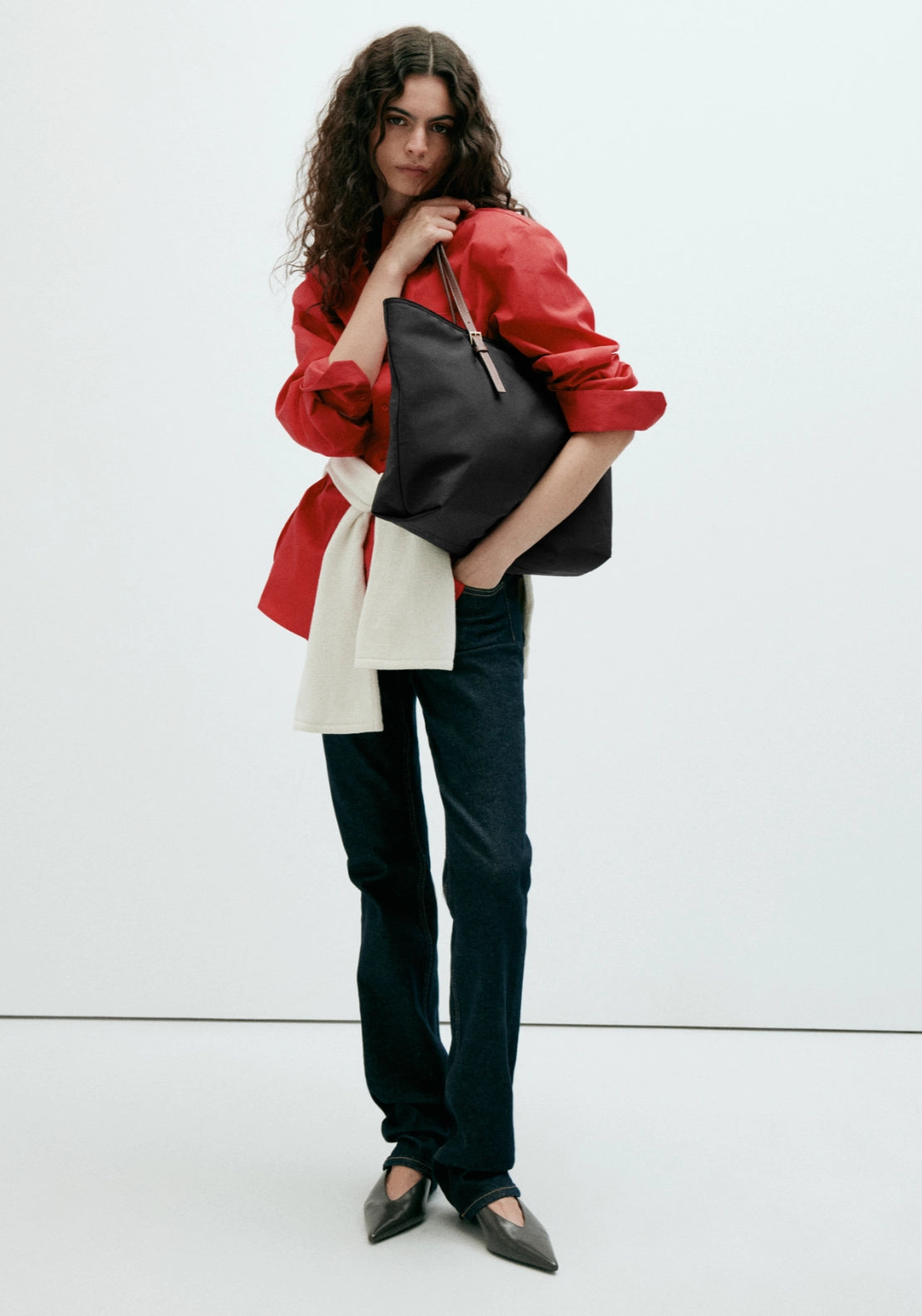 Shopper Bag With Buckle Detail - Black