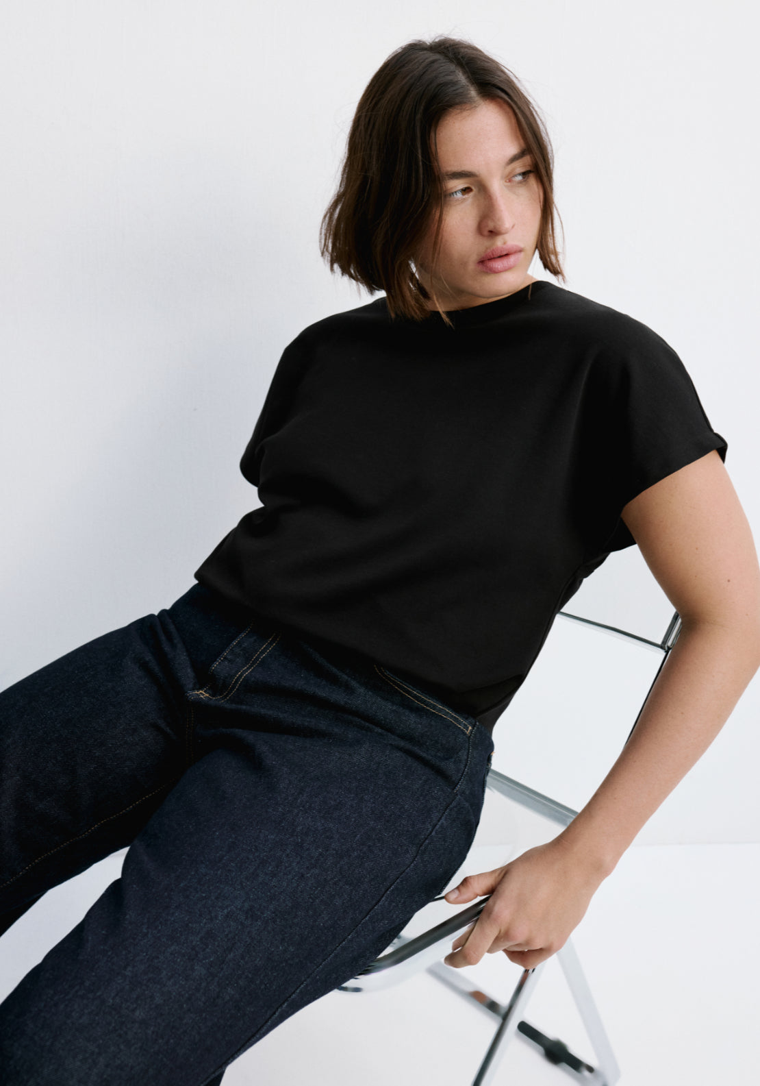 Short Sleeved Cotton T-Shirt - Black