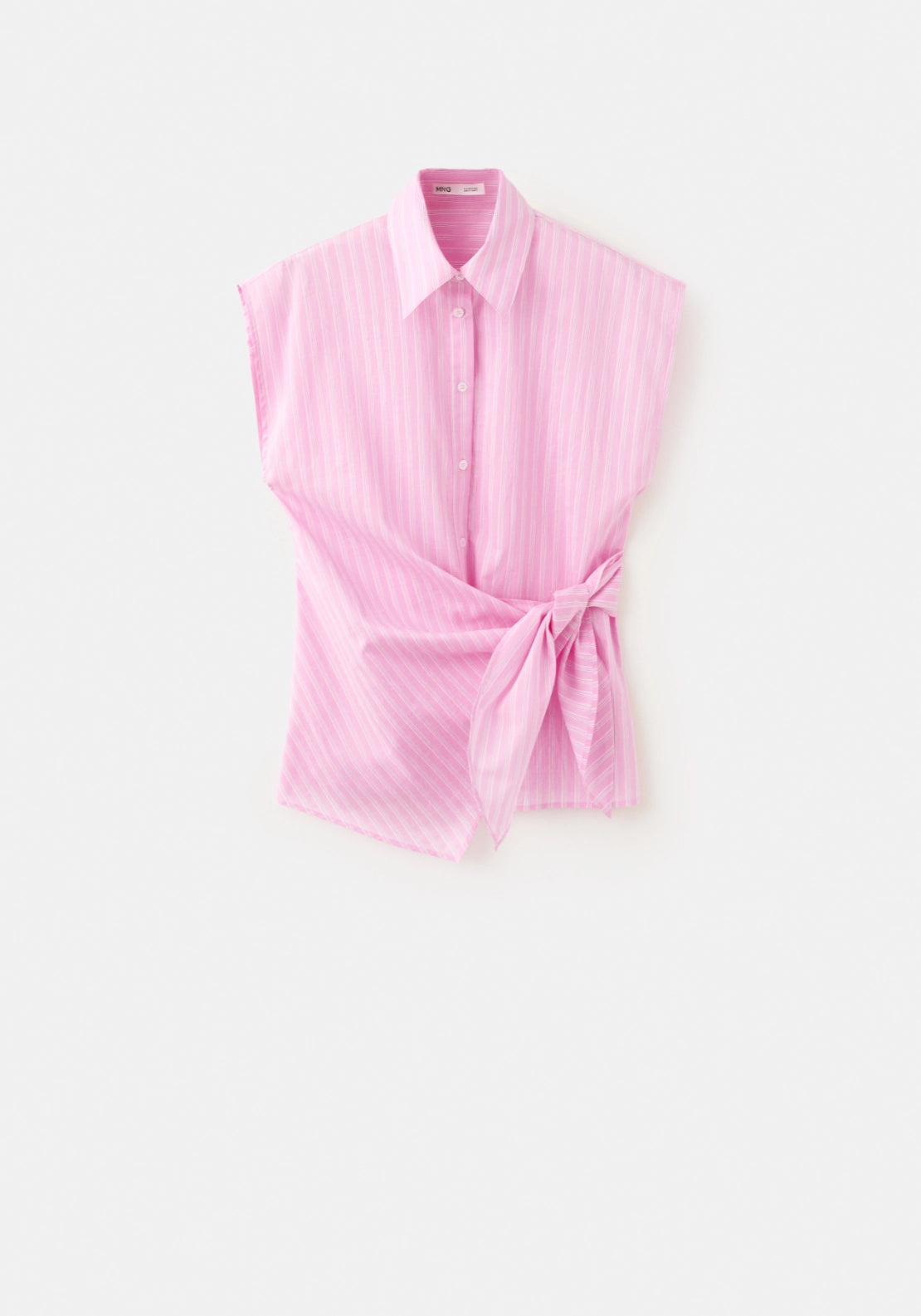 Cotton Striped Tie Shirt - Pink