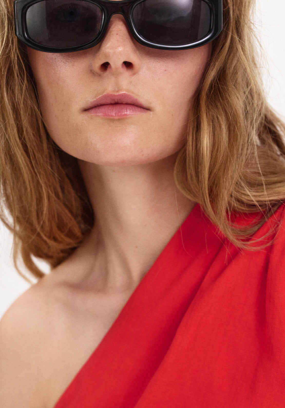 Asymmetric Top With Draped Detail - Red