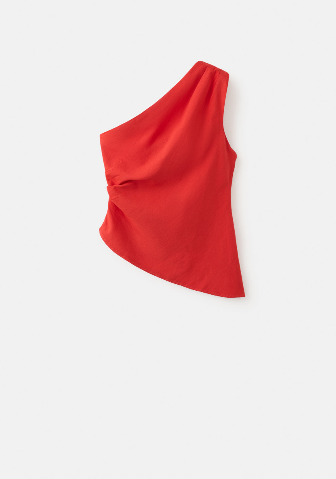 Asymmetric Top With Draped Detail - Red