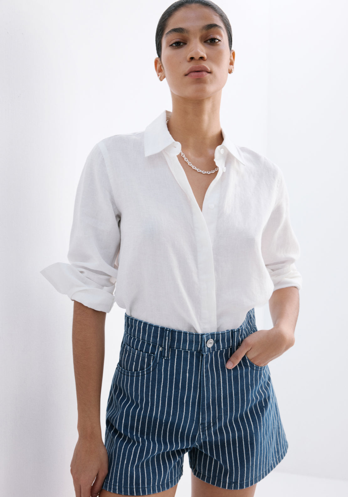 High Rise Denim Shorts - Blue