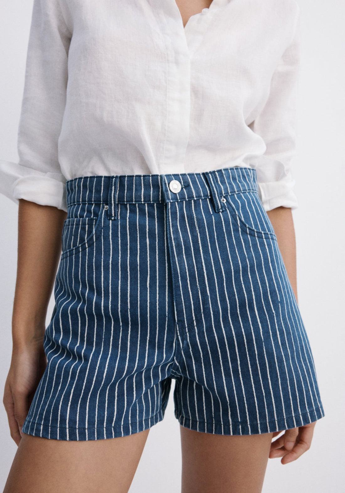Mango High Rise Denim Shorts - Blue 1 Shaws Department Stores