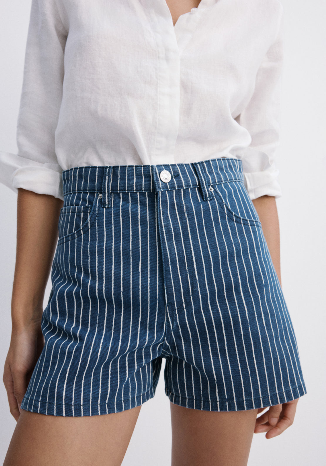 High Rise Denim Shorts - Blue