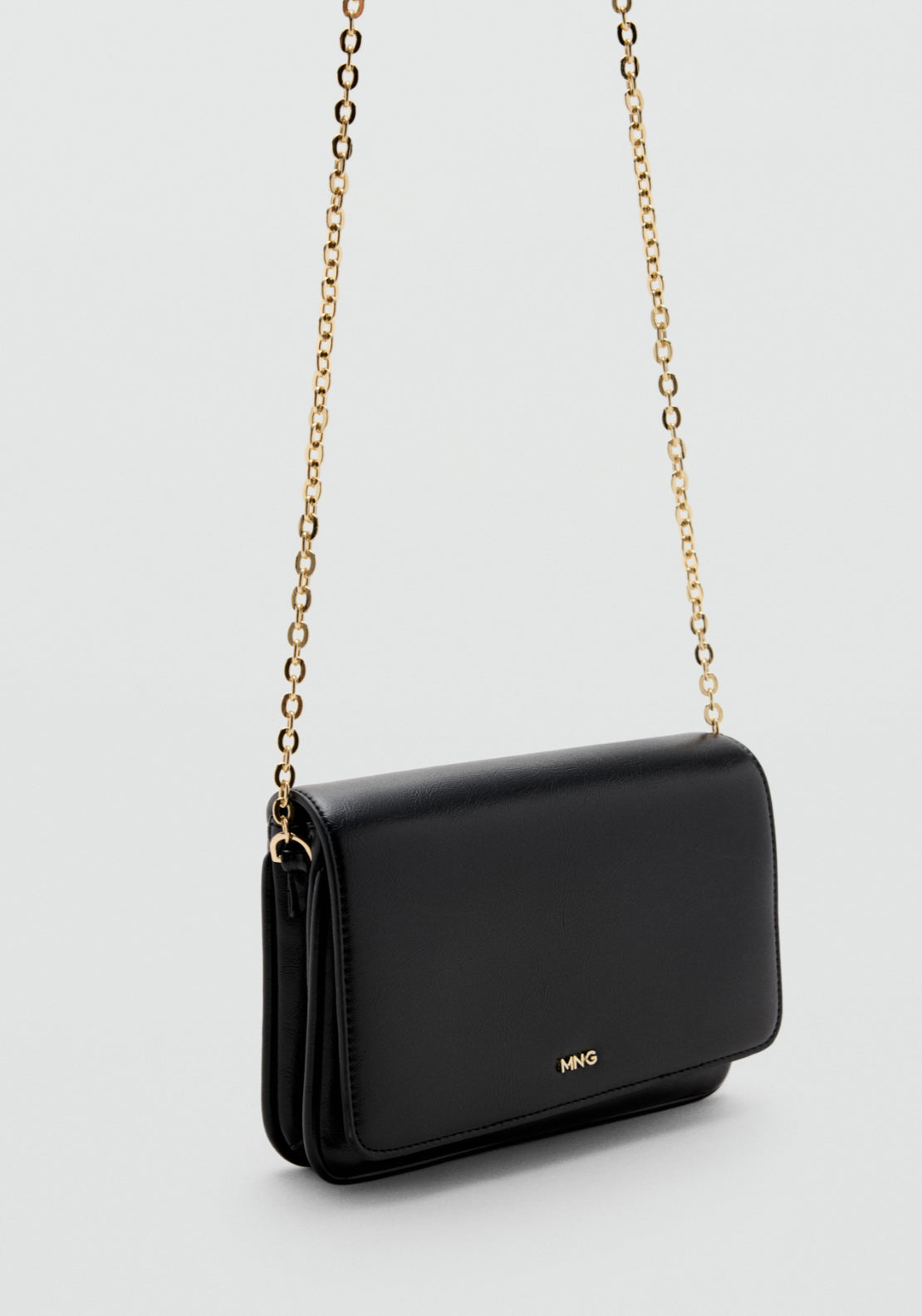 Small Crossbody Faux Leather Bag - Black