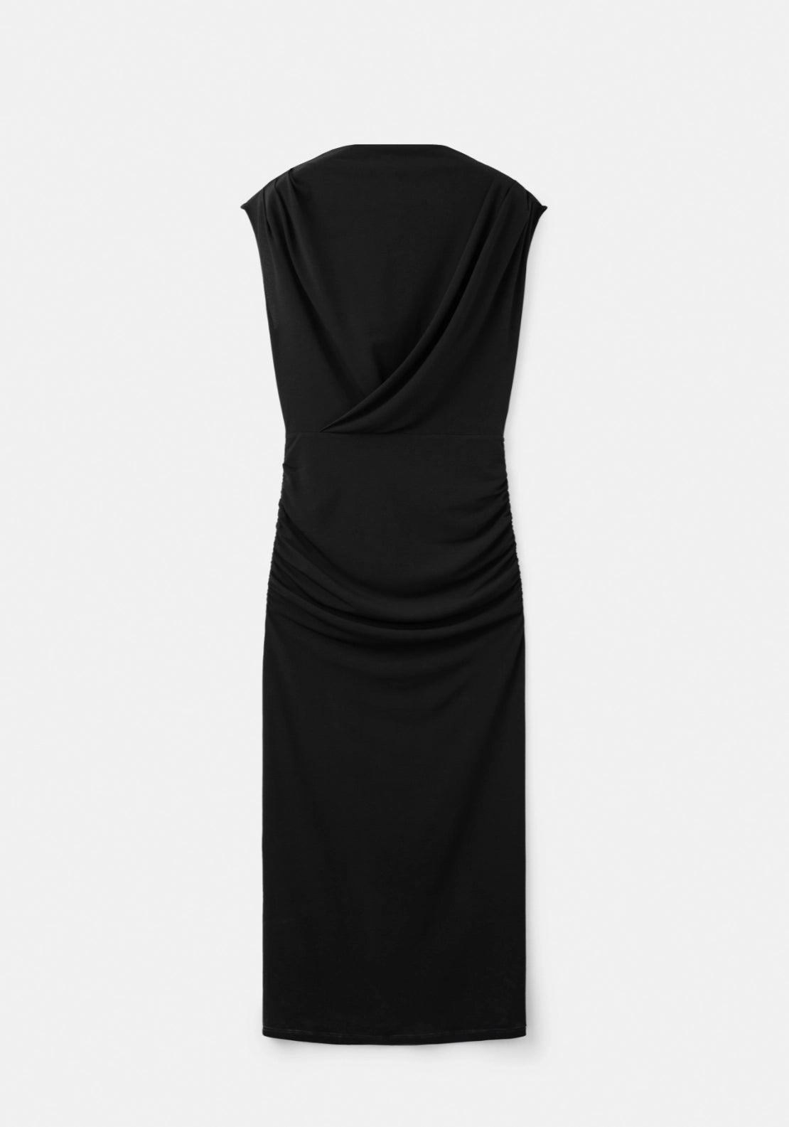 Draped Midi Dress - Black