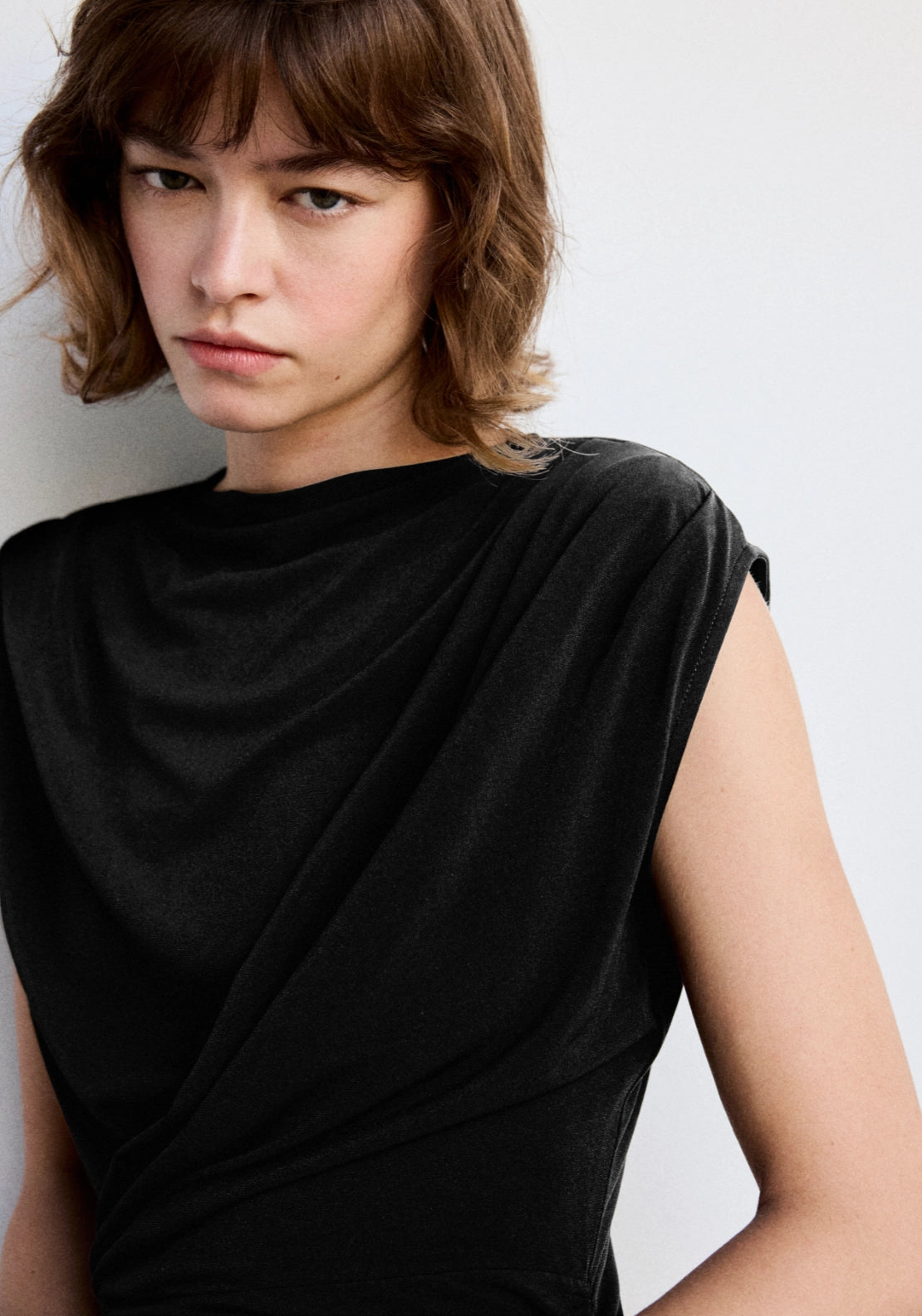 Draped Midi Dress - Black