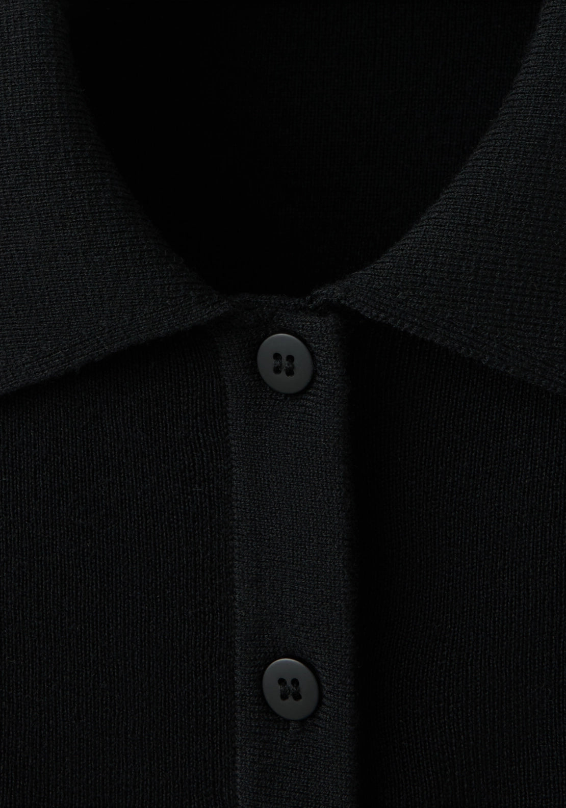Ribbed Polo Neck Cardigan - Black