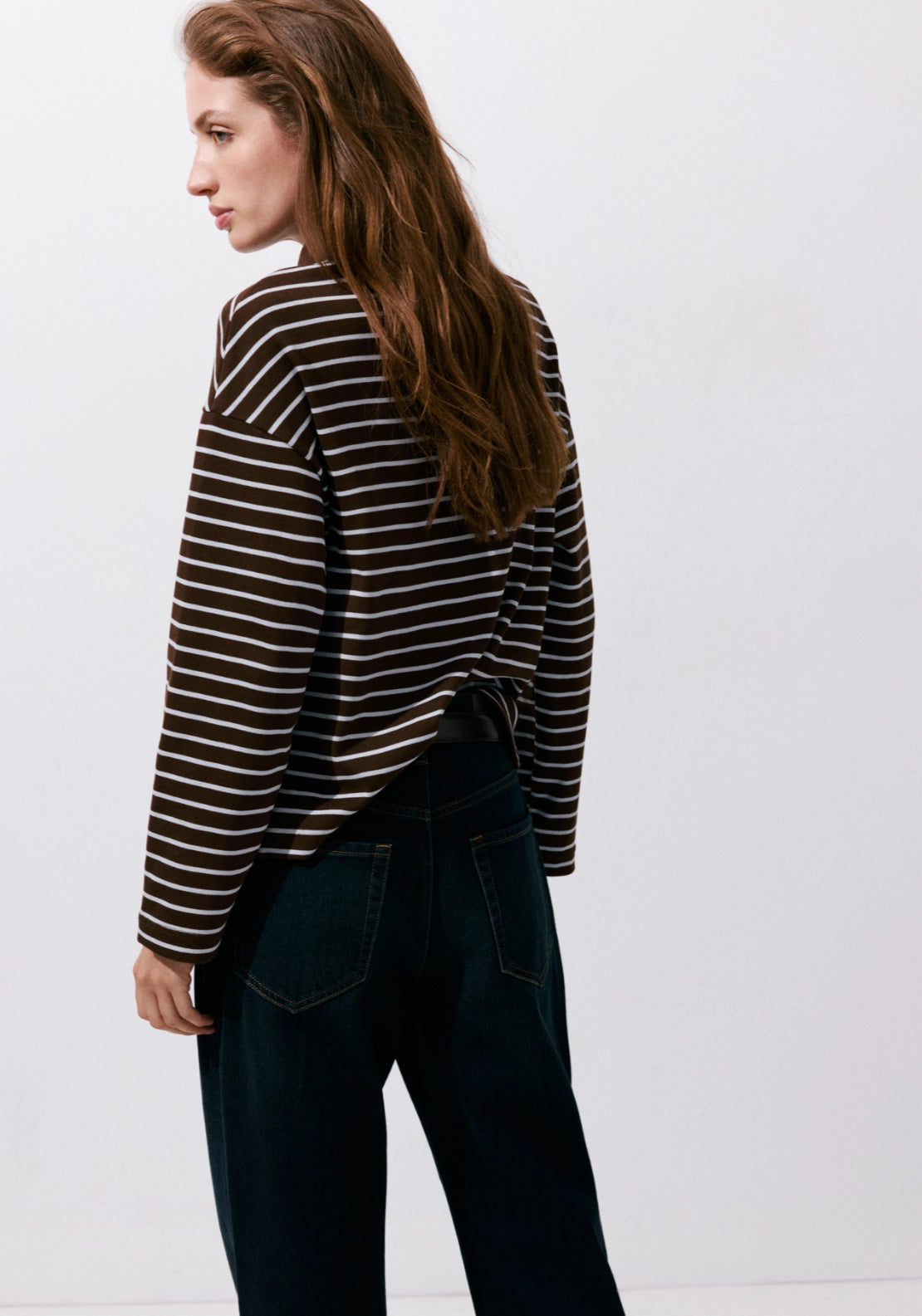 Contrasting Stripes Cotton Polo Shirt - Brown