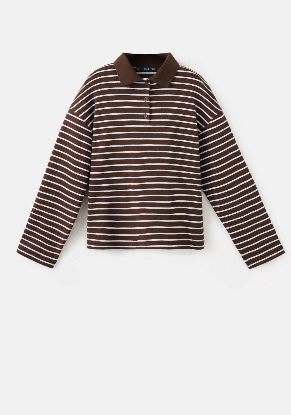 Contrasting Stripes Cotton Polo Shirt - Brown