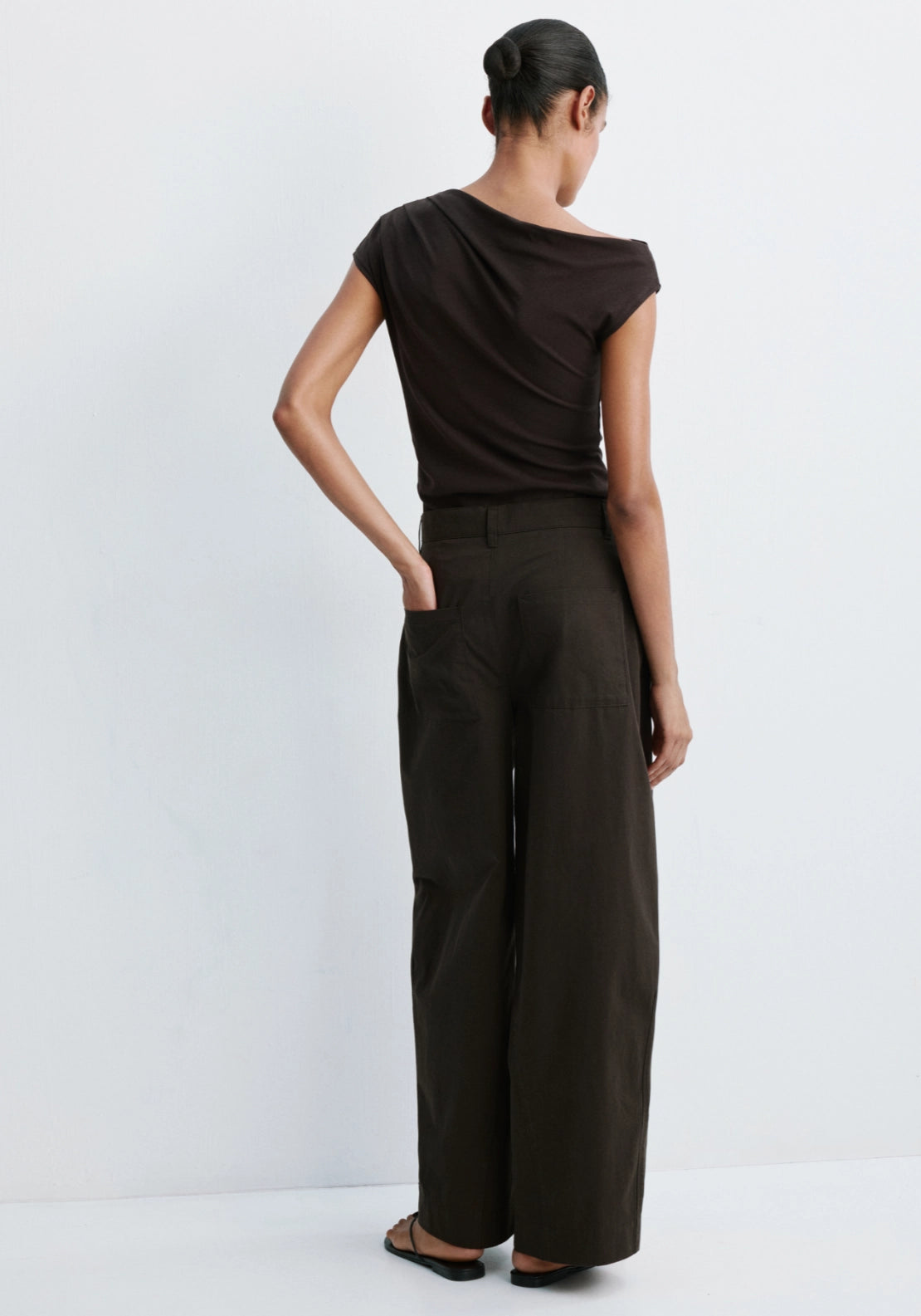 Mid Rise Balloon Trousers - Brown