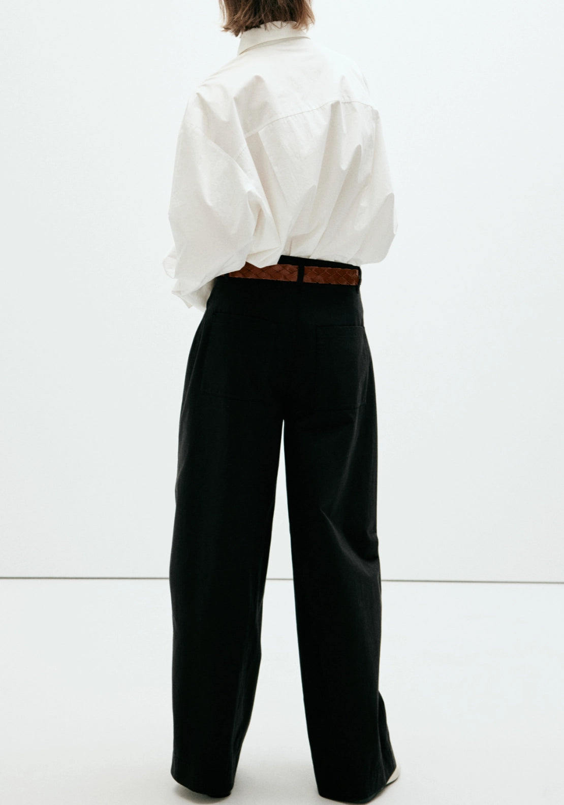 Mid Rise Balloon Trousers - Black
