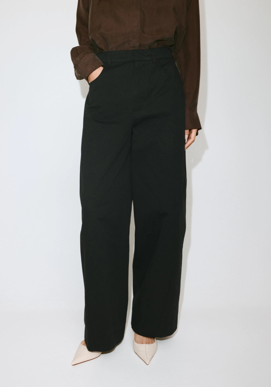 Mid Rise Balloon Trousers - Black