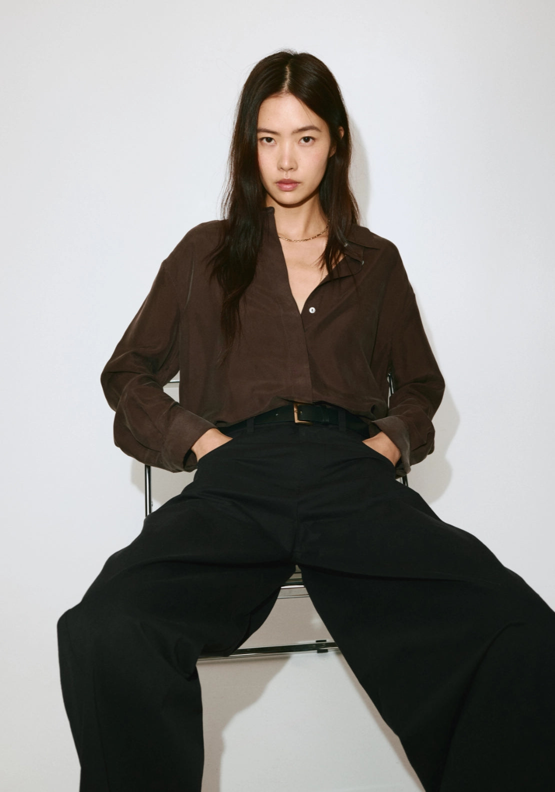 Mid Rise Balloon Trousers - Black