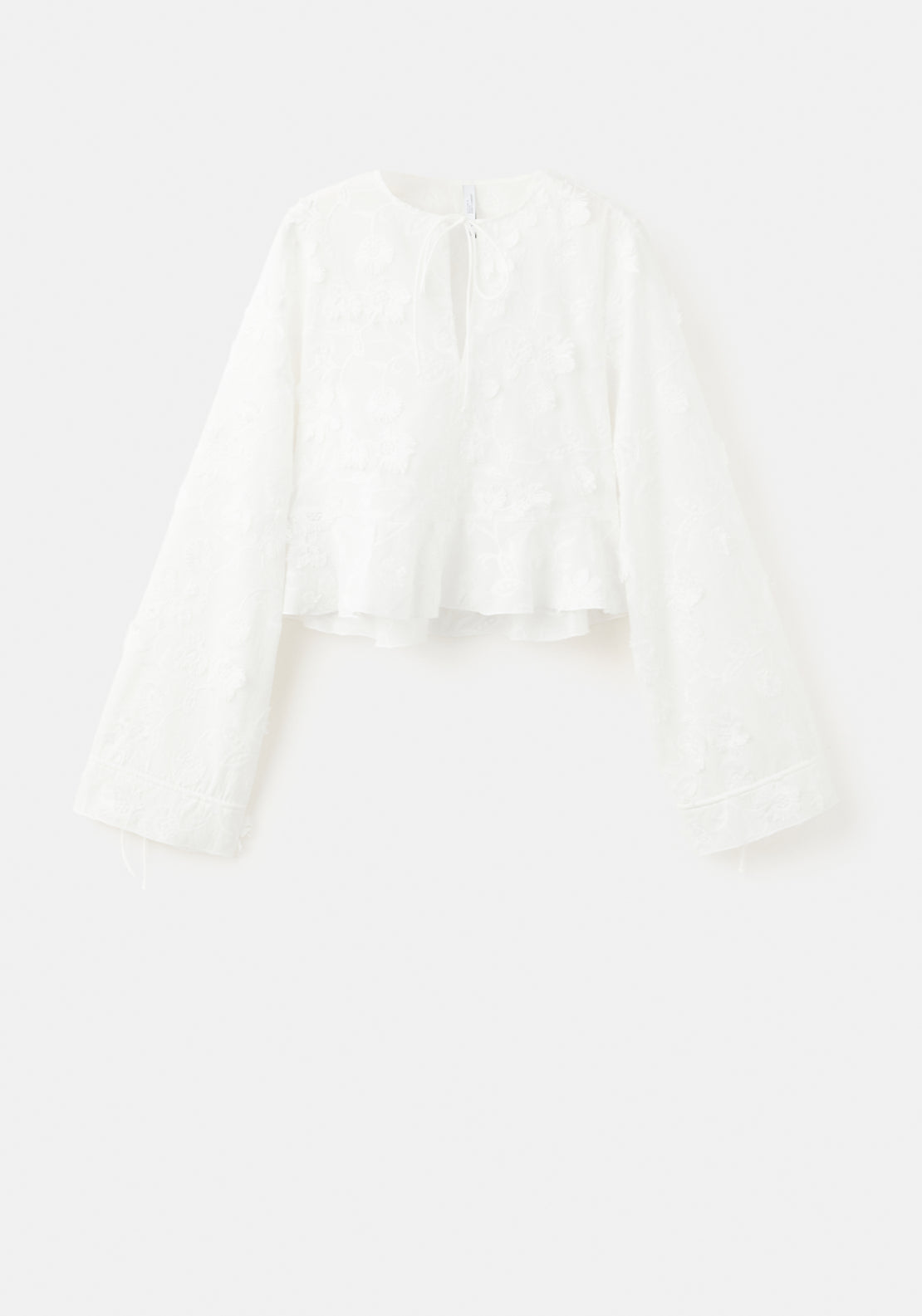 Cotton Blouse With Floral Embroidery - White