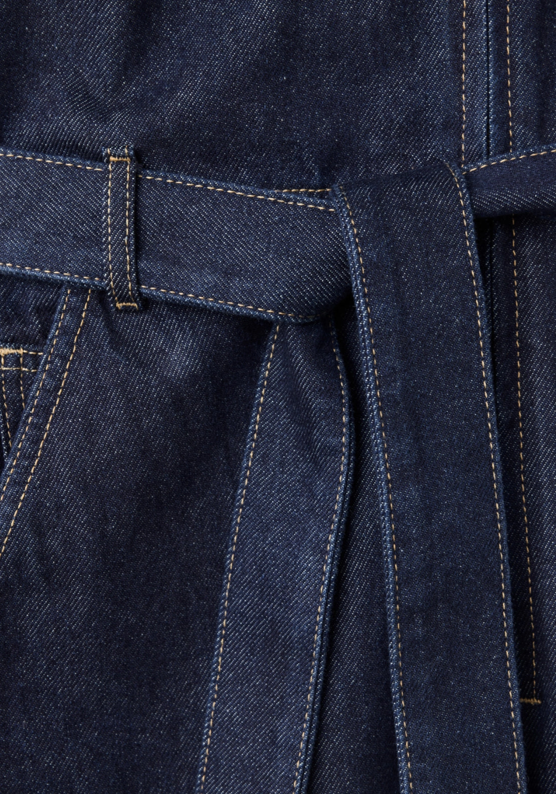 Denim Jumpsuit With Belt - Denim Blue