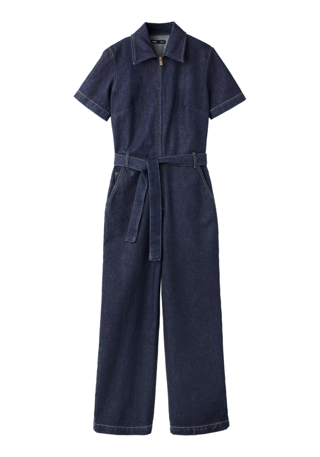 Denim Jumpsuit With Belt - Denim Blue
