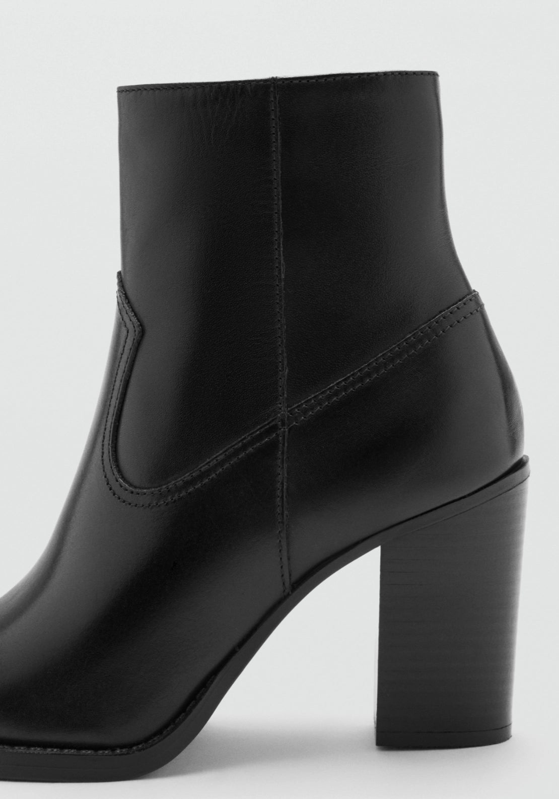 Mango Pointed Toe Leather Ankle Boots With Heels - Black 3 Shaws Department Stores