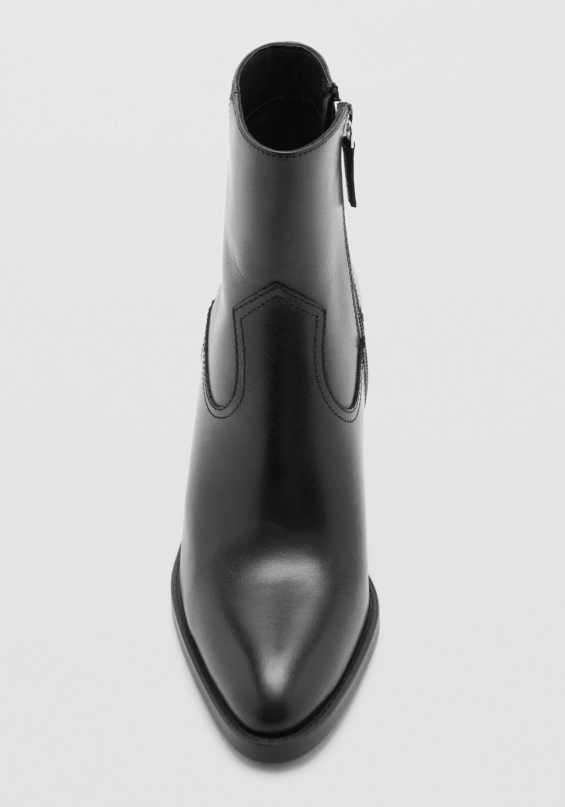 Mango Pointed Toe Leather Ankle Boots With Heels - Black 5 Shaws Department Stores