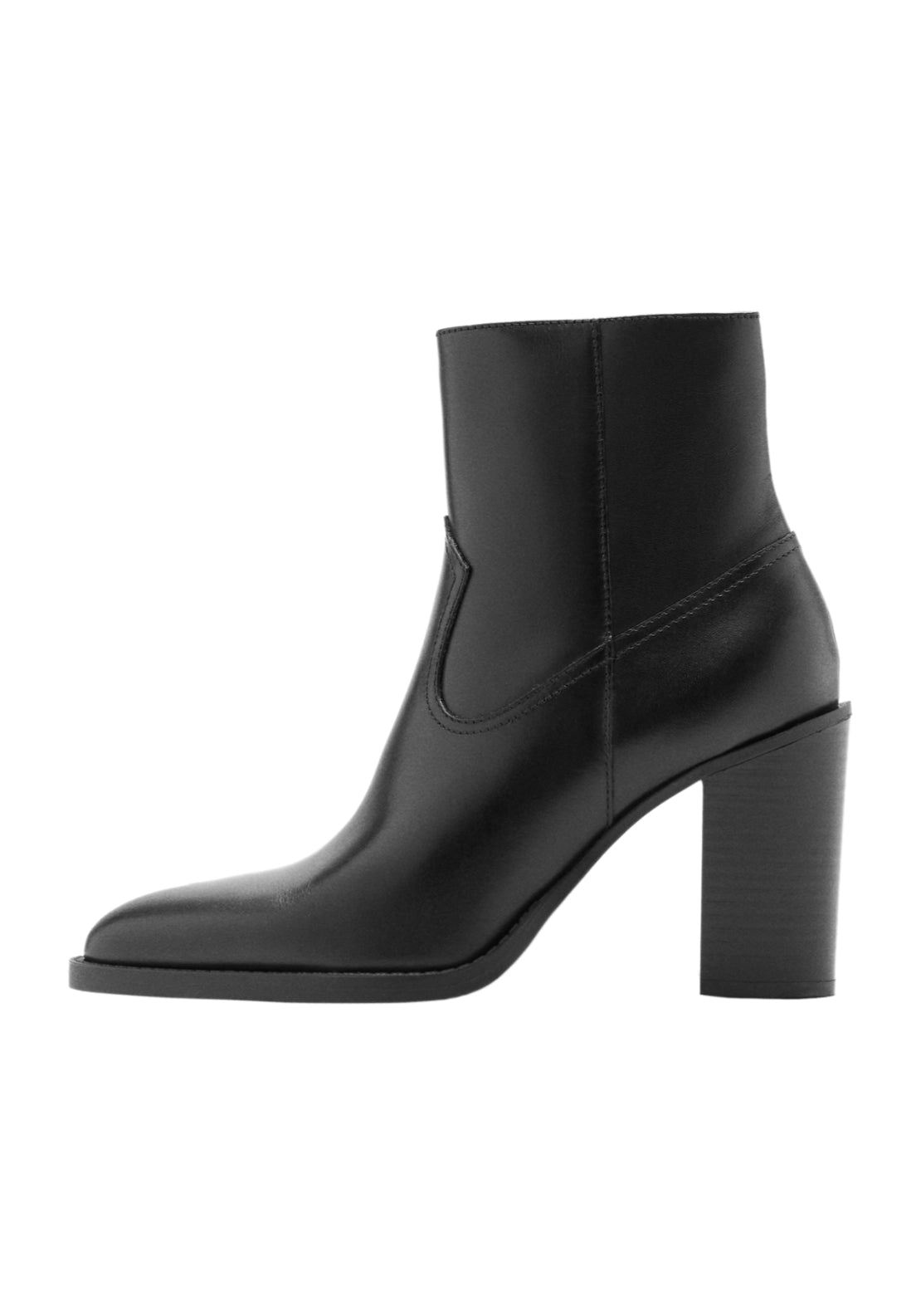 Mango Pointed Toe Leather Ankle Boots With Heels - Black 6 Shaws Department Stores