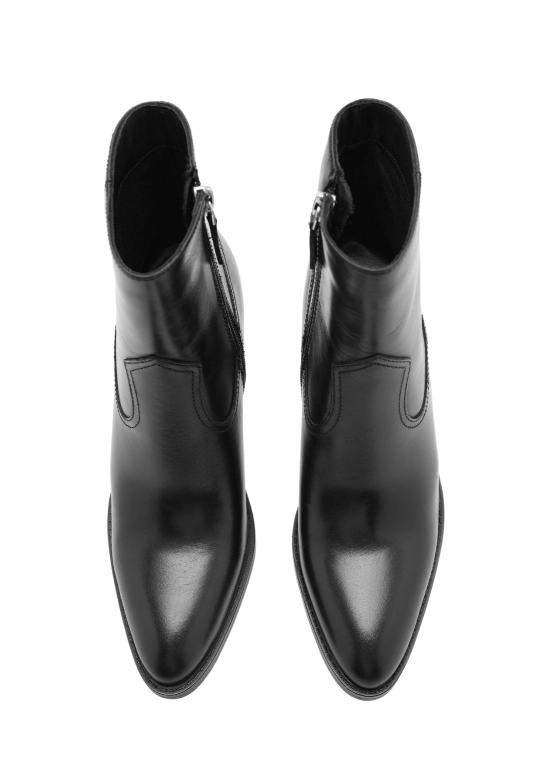 Mango Pointed Toe Leather Ankle Boots With Heels - Black 7 Shaws Department Stores